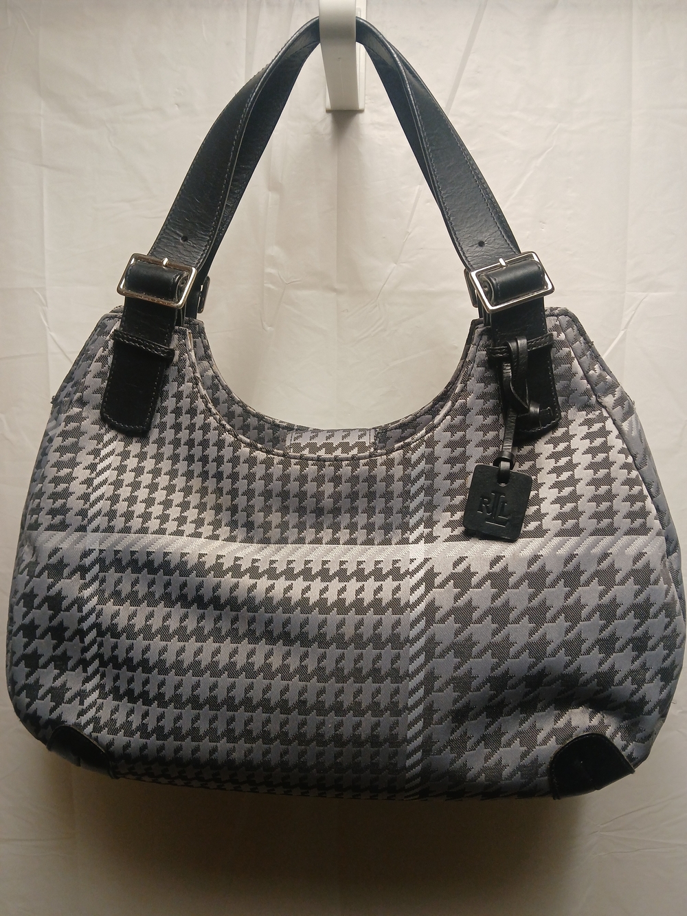 Ralph Lauren Gray Houndstooth Shoulder Bag